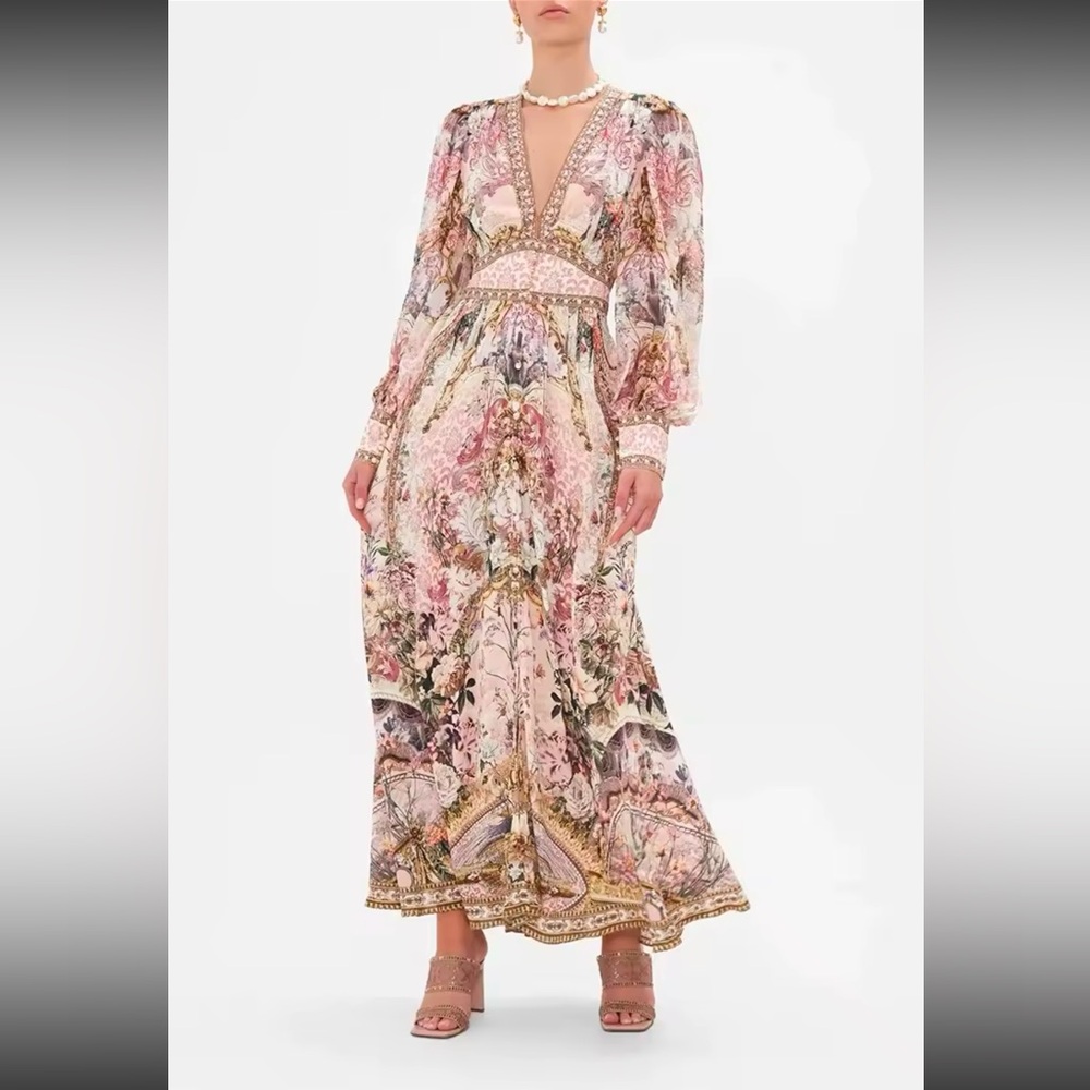 #295 Floral Pink Luxury inspired Maxi Dress